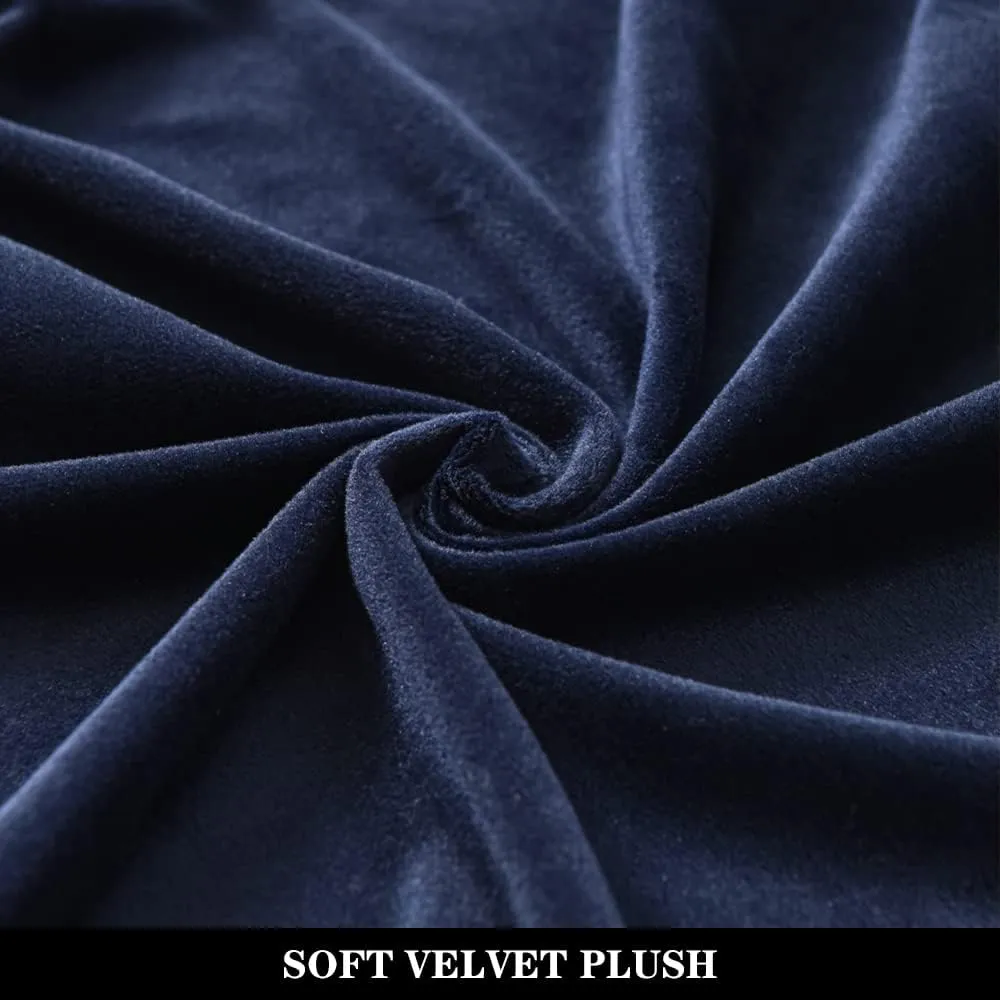 Armless Accent Chair Covers, Stretch Armless Chair Slipcover Velvet Armless Chair Covers Furniture Protector for Living Room Bedroom (Dark Blue)