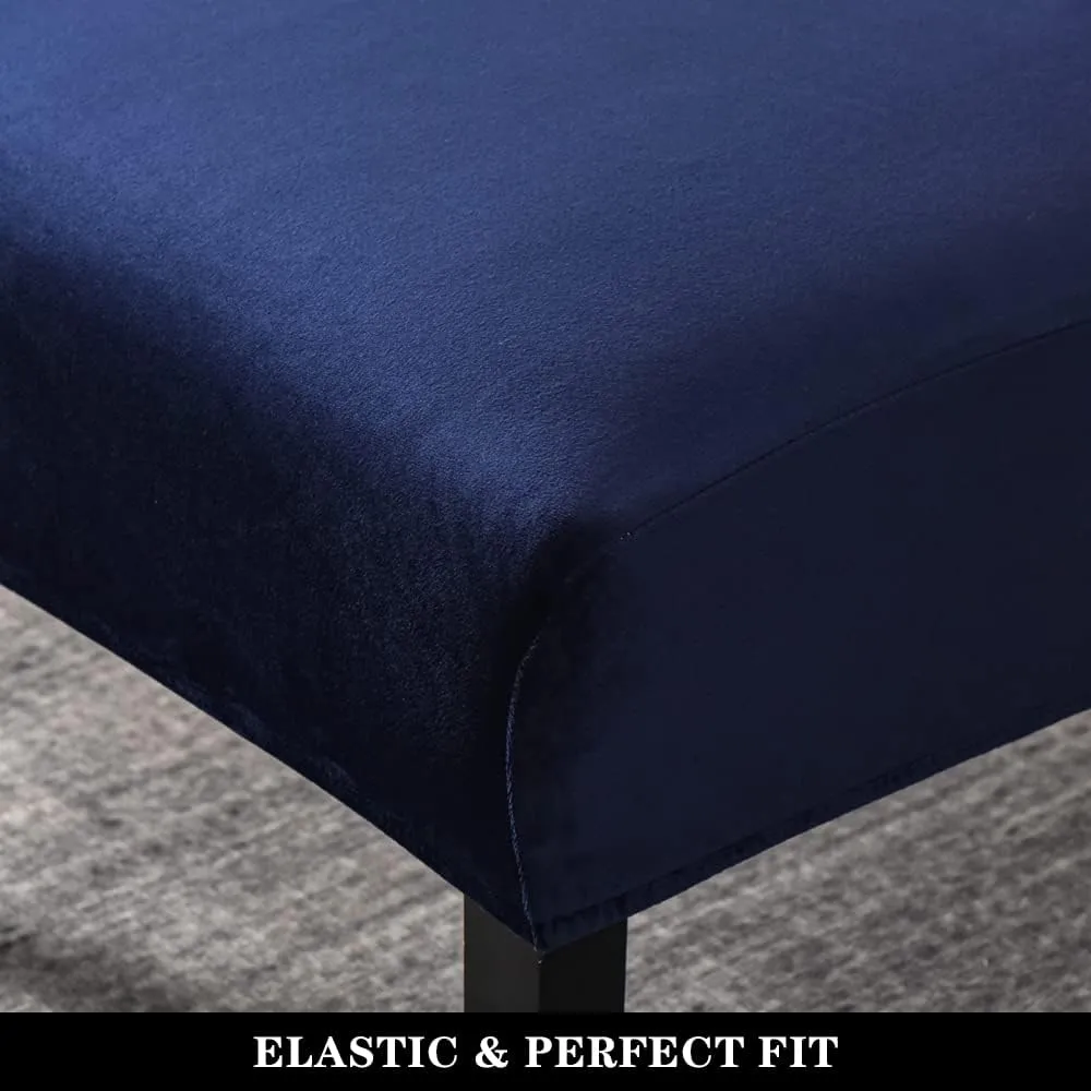 Armless Accent Chair Covers, Stretch Armless Chair Slipcover Velvet Armless Chair Covers Furniture Protector for Living Room Bedroom (Dark Blue)