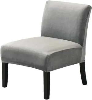 Armless Accent Chair Covers, Stretch Armless Chair Slipcover Velvet Armless Chair Covers Furniture Protector for Living Room Bedroom (Grey)