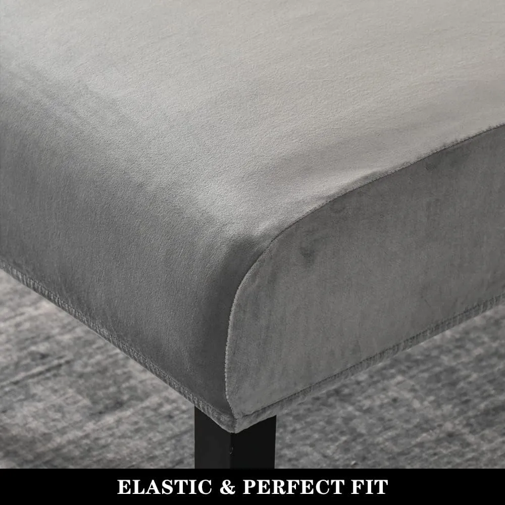 Armless Accent Chair Covers, Stretch Armless Chair Slipcover Velvet Armless Chair Covers Furniture Protector for Living Room Bedroom (Grey)