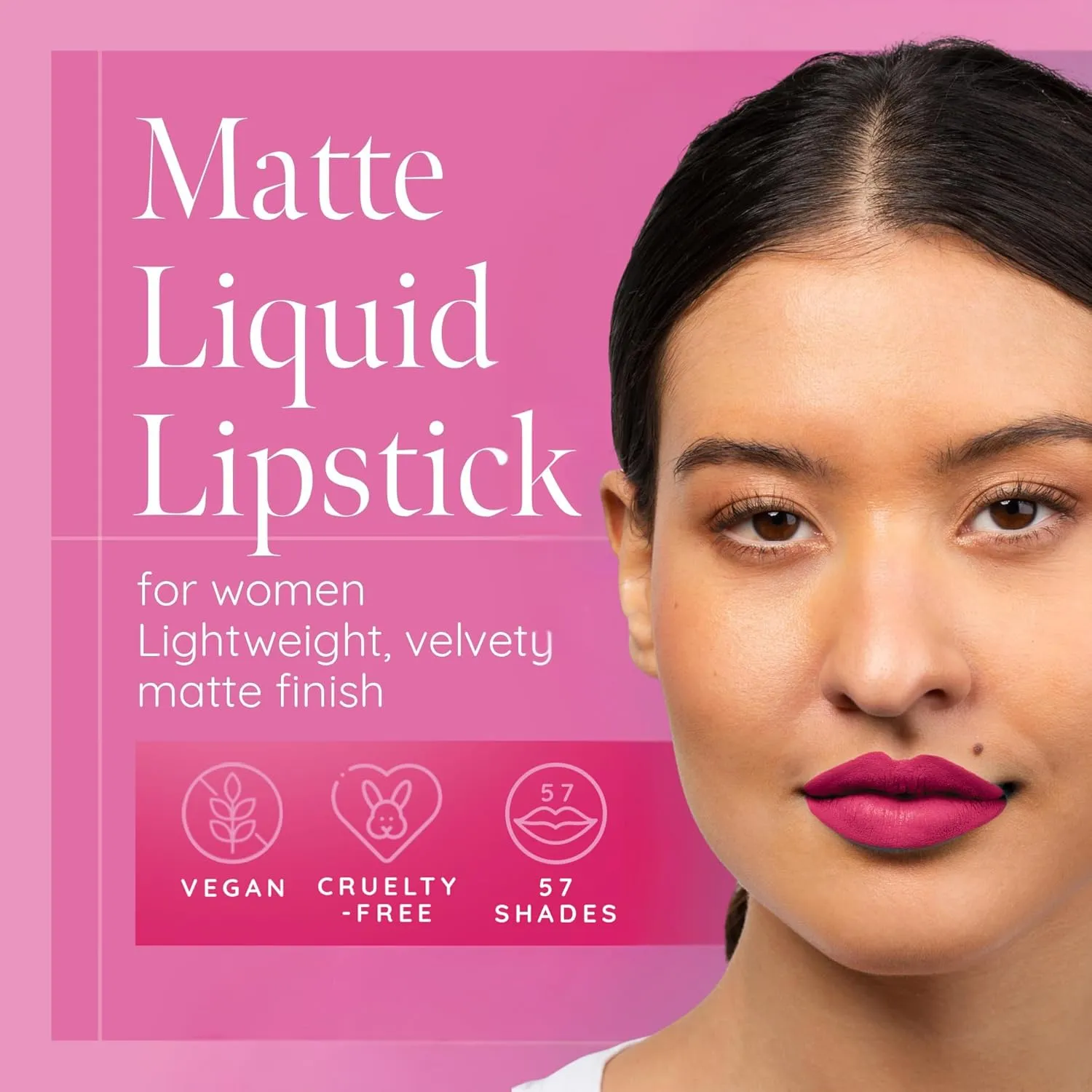 Aromi Magenta Matte Liquid | Pink Fuchsia Lip Color, Long-lasting, Vegan and Cruelty-free, Waterproof, Smudge Proof, Handmade (Pink Peacock)