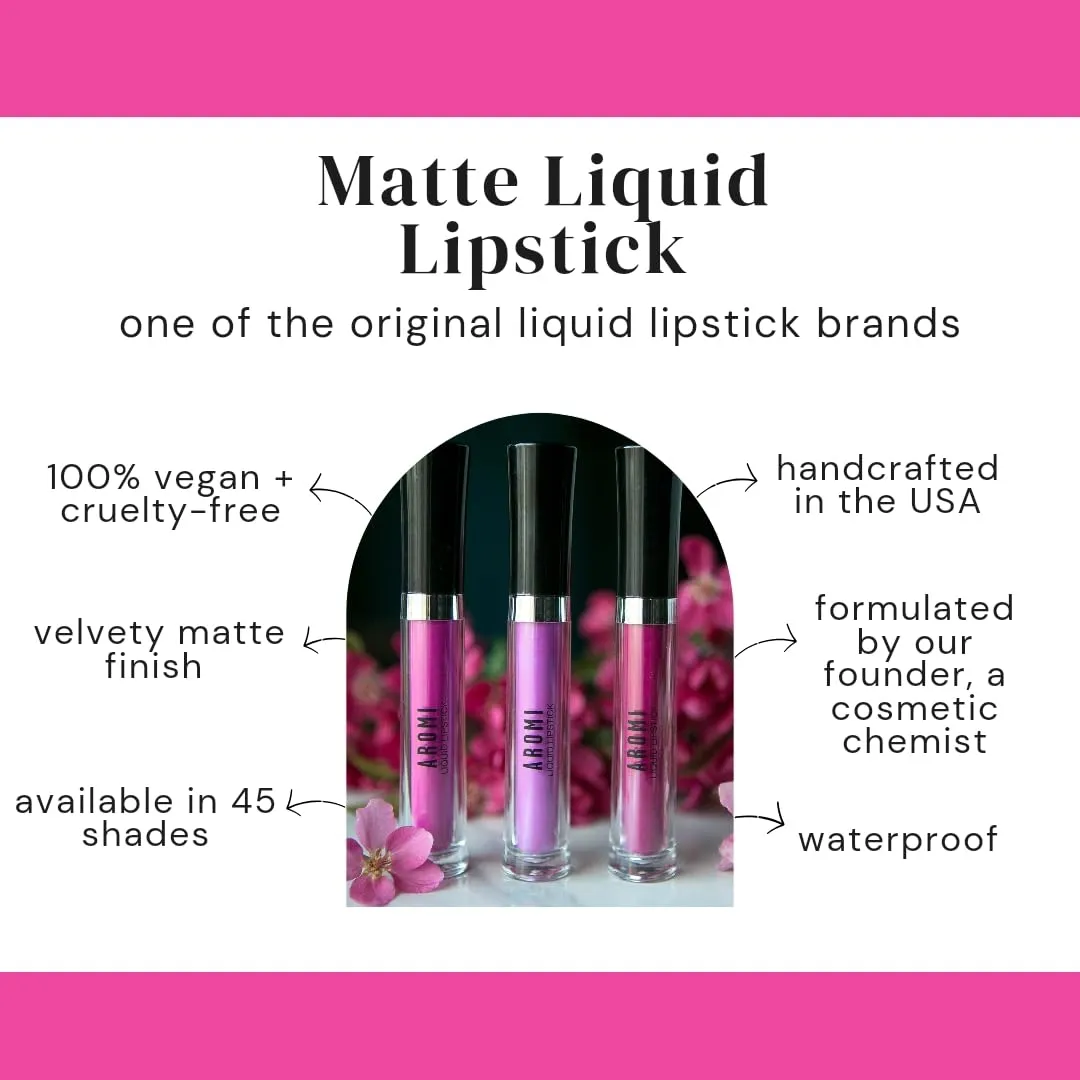Aromi Matte Liquid Lipstick | Long-lasting, Smear and Smudge Proof, Waterproof, Paraben, Phthalate, & Gluten Free, Light Pink with Warm Undertones (Cherry Blossom)