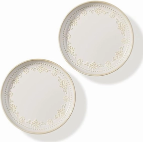 Artena Salad Plates, 8.5 Inch Embossed Ceramic Dinner Plates for Appetizer Dessert, Kitchen Plates With Lipped Edges, Set Of 2, Microwave Oven Dishwasher Safe (Damask Floral)