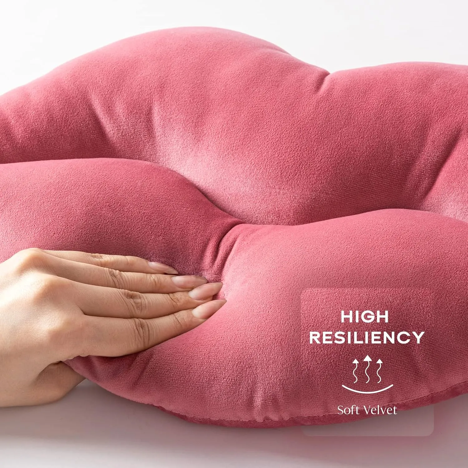 Ashler Lips Throw Pillows Smooth Soft Velvet Insert Included Cushion for Couch Bed Living Room, Pink, 24 X 12 inches