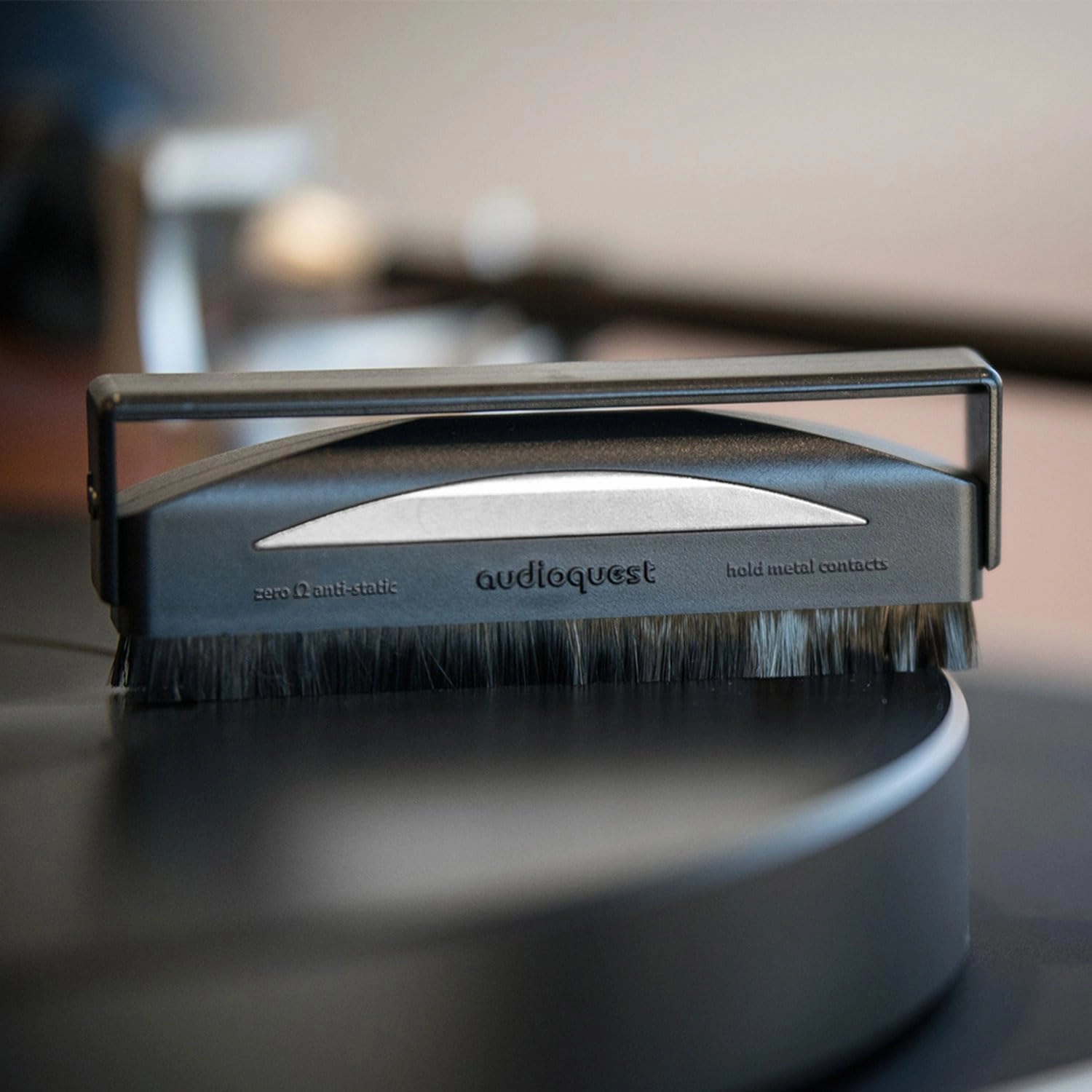 Audio Technica AT-LP120XBT-USB-BK Black Direct Turntable with an AudioQuest AQSLVRRECBRUSH Silver Anti-Static Record Brush (2021)
