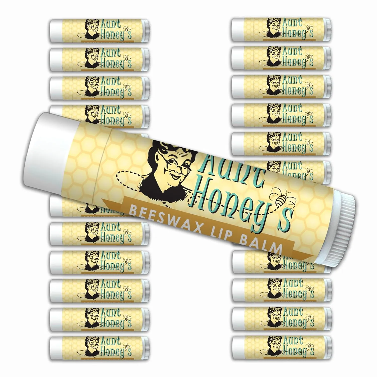 Aunt Honey’s Lip Balm Bulk 24-Pack with SPF 15, Smooth Mint Flavored, Made with Beeswax, Aloe Vera, Coconut Oil, Vitamin E