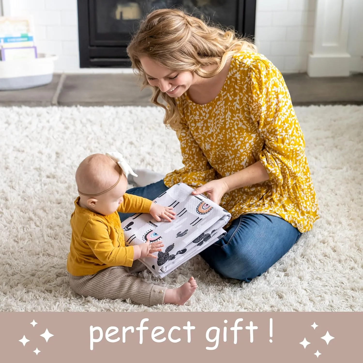 BABYBOET Splat Mat for Baby – Under High Chair Floor Mat Protects Wood, Vinyl and Carpet from Spills – Waterproof 4 Layer Baby Mat with Anti-Skid Backing Deters Bunching and Sliding (51” x 51”)