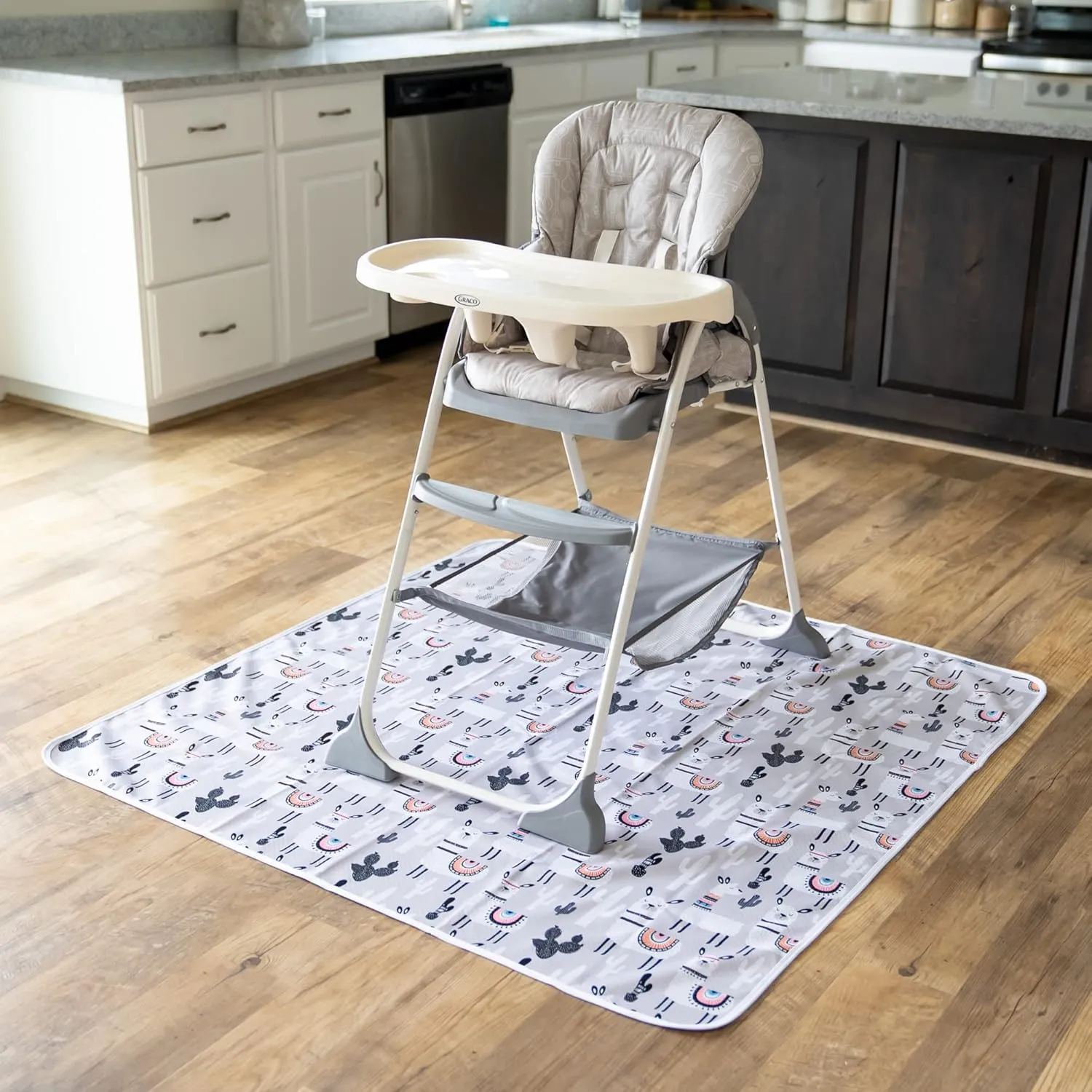 BABYBOET Splat Mat for Baby – Under High Chair Floor Mat Protects Wood, Vinyl and Carpet from Spills – Waterproof 4 Layer Baby Mat with Anti-Skid Backing Deters Bunching and Sliding (51” x 51”)