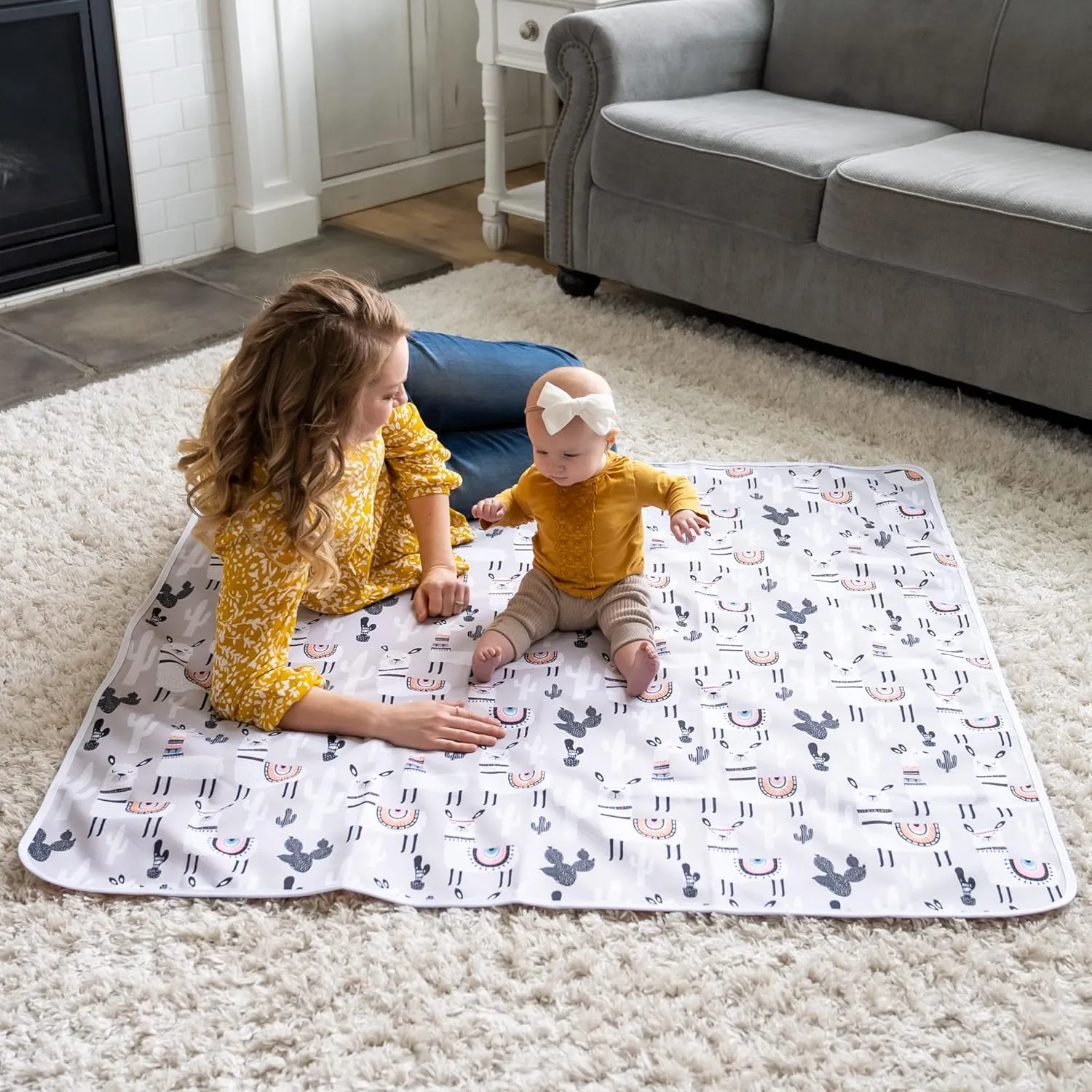 BABYBOET Splat Mat for Baby – Under High Chair Floor Mat Protects Wood, Vinyl and Carpet from Spills – Waterproof 4 Layer Baby Mat with Anti-Skid Backing Deters Bunching and Sliding (51” x 51”)