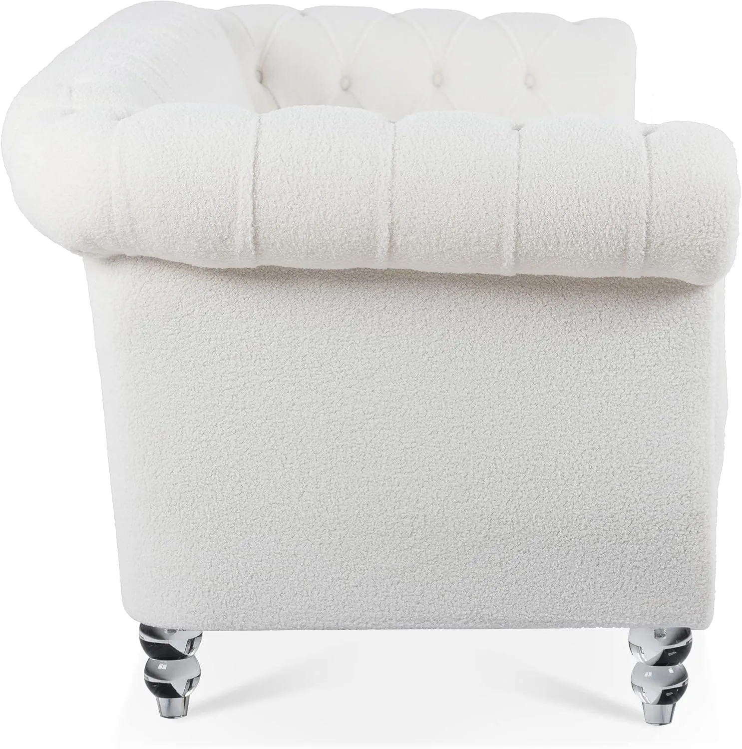 Ball & Cast 84" Chesterfield Sofa with Channel Tufted Seat Back,Classic 3 Seater Couch Removable Square Arm Nailhead Trim and Upholstered,Mid Centuryfor Living Room,Bedroom,Office,White Polyester