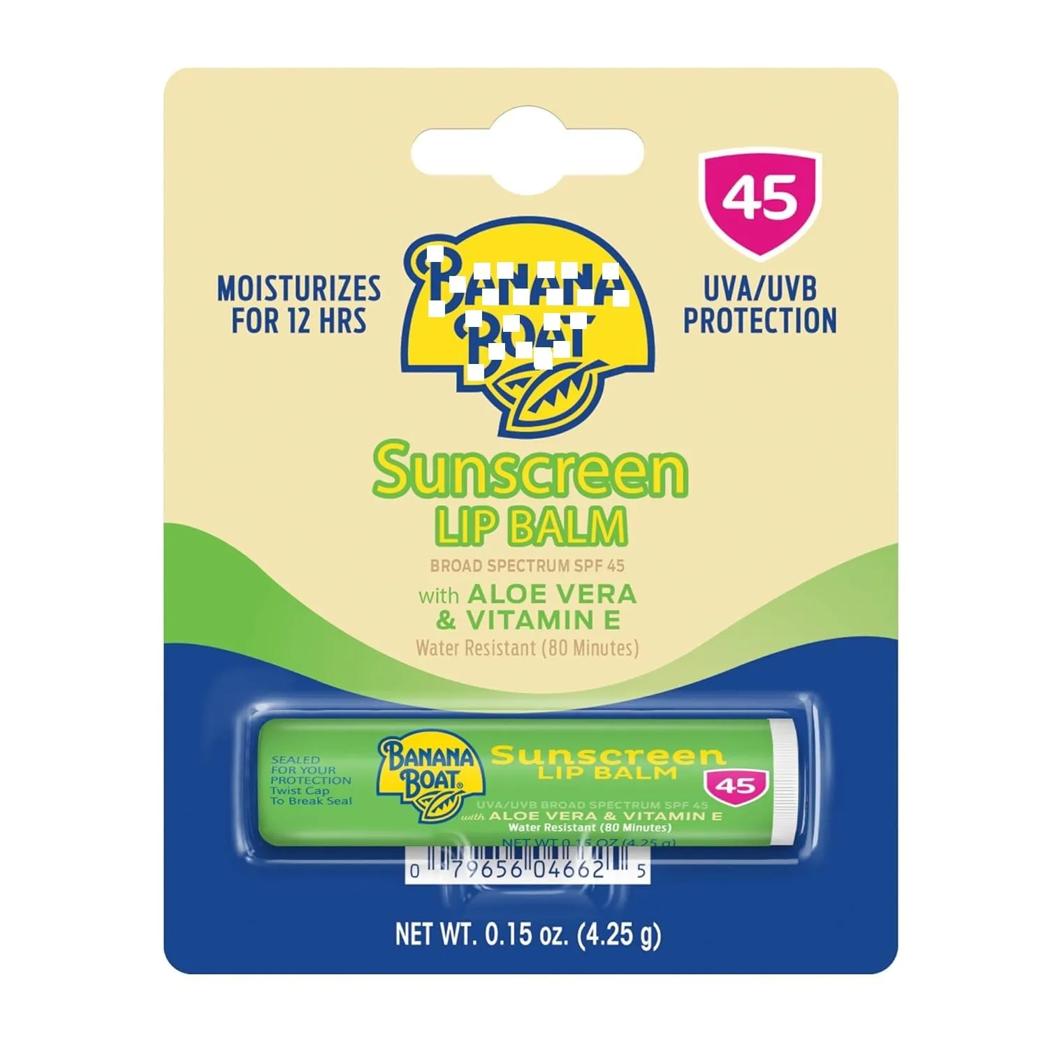 Bana.na Bo.at SPF Lip Balm with Aloe Vera & Vitamin E, 0.15oz | Beach Essentials, Moisturizing Lip Sunscreen SPF 45, Travel Sunscreen for Lips, 0.15oz