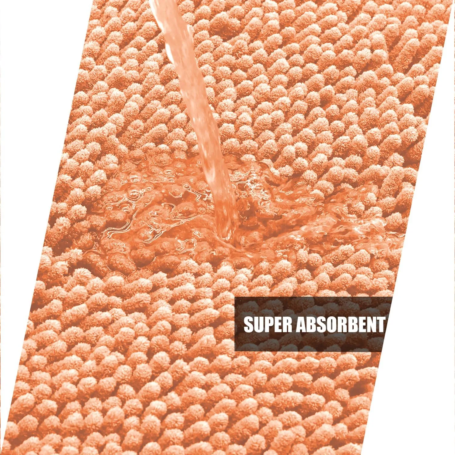 Bathroom Rugs Mat 32x20 Chenille TRP Non-Slip Extra Soft and Absorbent Machine Wash Dry Bath Rugs Mat for Bathroom Floor, Bathtub and Shower, Chenille Bath Rugs, Bath Carpet Orange