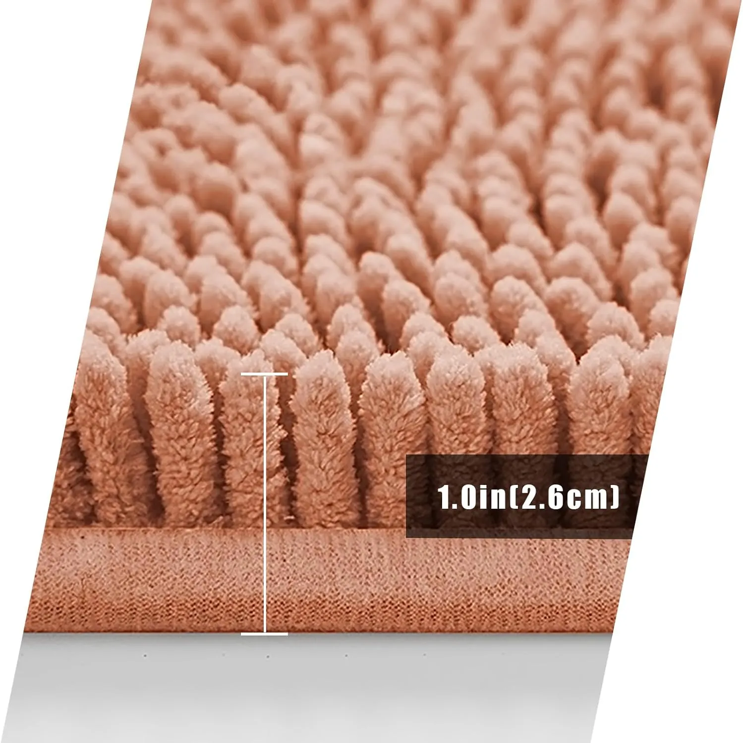 Bathroom Rugs Mat 32x20 Chenille TRP Non-Slip Extra Soft and Absorbent Machine Wash Dry Bath Rugs Mat for Bathroom Floor, Bathtub and Shower, Chenille Bath Rugs, Bath Carpet Orange