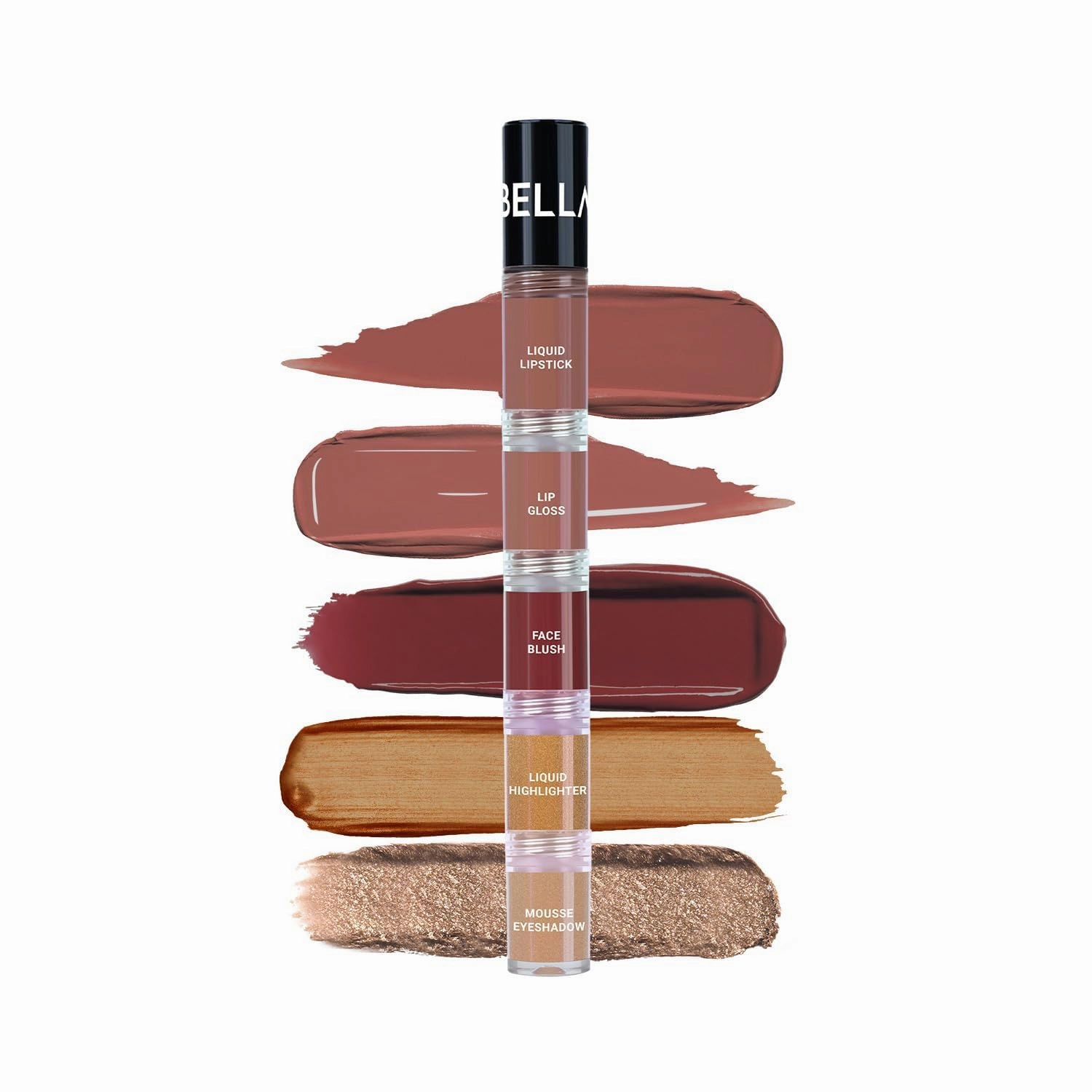 Be.llavita High Five 5-in-1 Face Glam Makeup Stack- Eyeshadow, Highlighter, Lip Gloss, Lipstick & Blush | Long-Lasting, Smudge-Proof, Travel-Friendly | Fresh Face | 4.3ml
