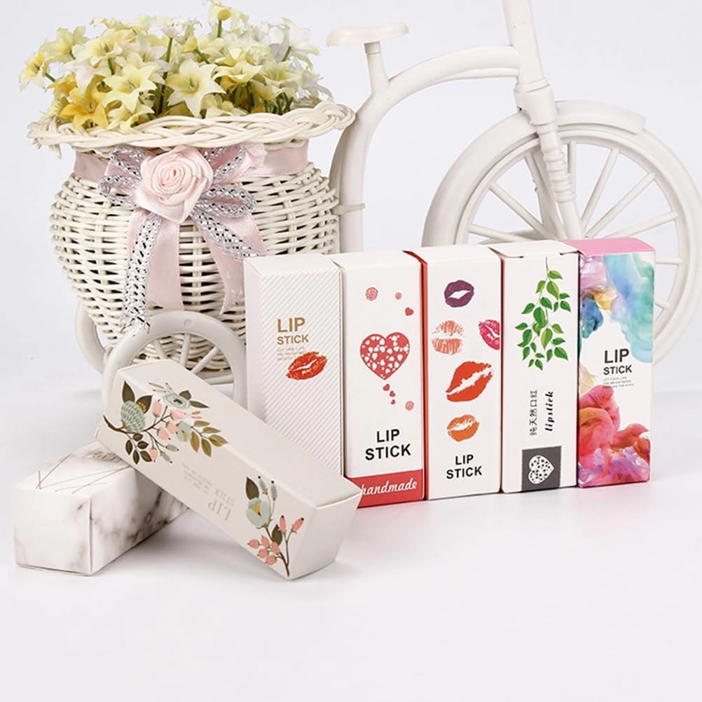 Beatifufu 50pcs Kraft Paper Lipstick Boxes - Organizer and Packaging Design for Lip Balm, Cream, Gloss, Essential Oil - Pink Cardboard Tube Box