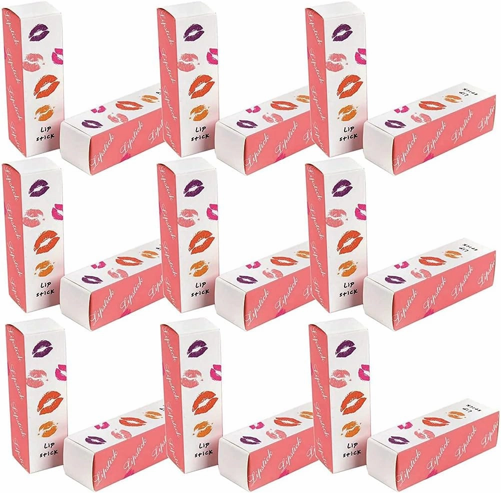 Beatifufu 50pcs Kraft Paper Lipstick Boxes - Organizer and Packaging Design for Lip Balm, Cream, Gloss, Essential Oil - Pink Cardboard Tube Box
