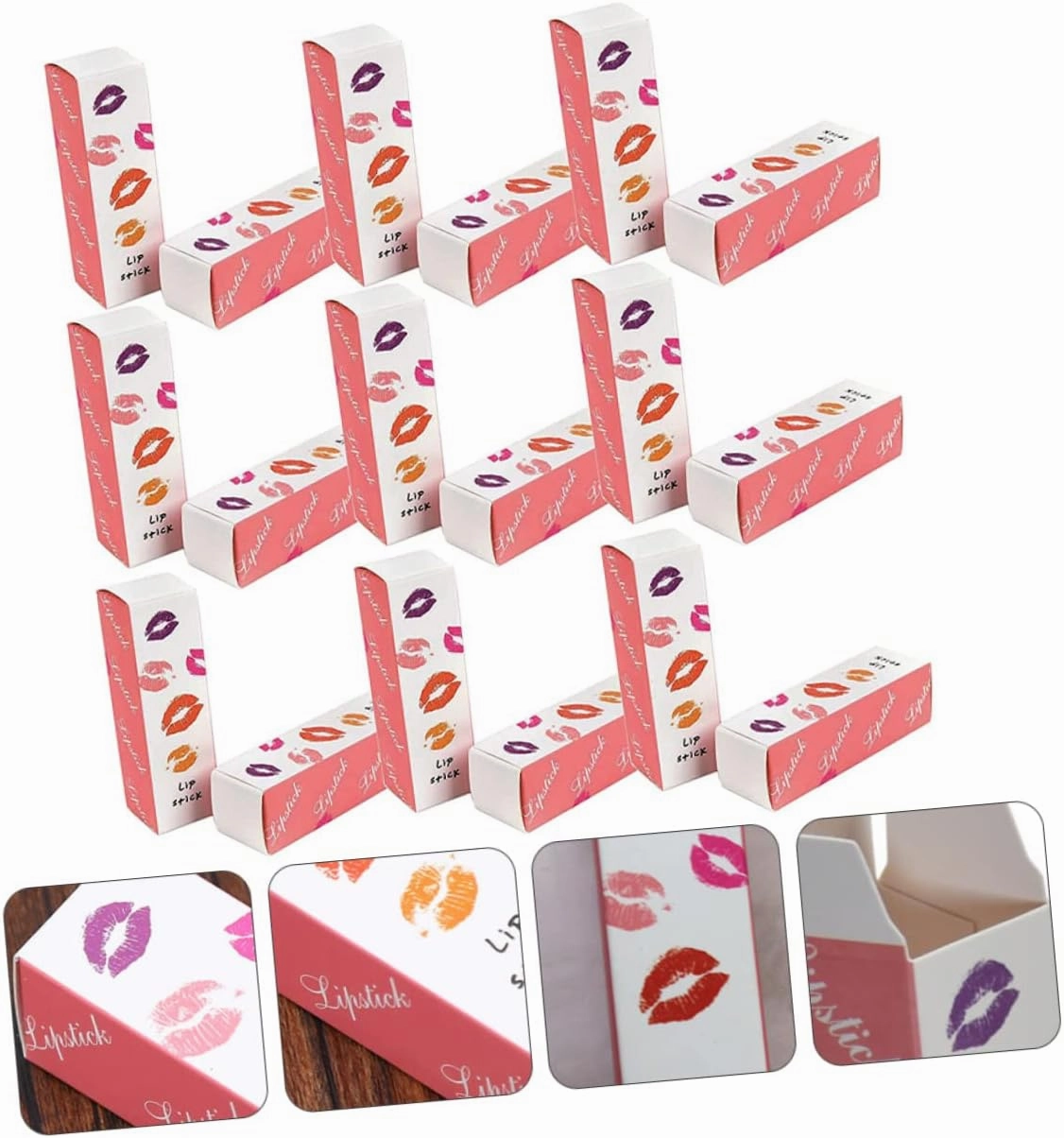 Beatifufu 50pcs Kraft Paper Lipstick Boxes - Organizer and Packaging Design for Lip Balm, Cream, Gloss, Essential Oil - Pink Cardboard Tube Box