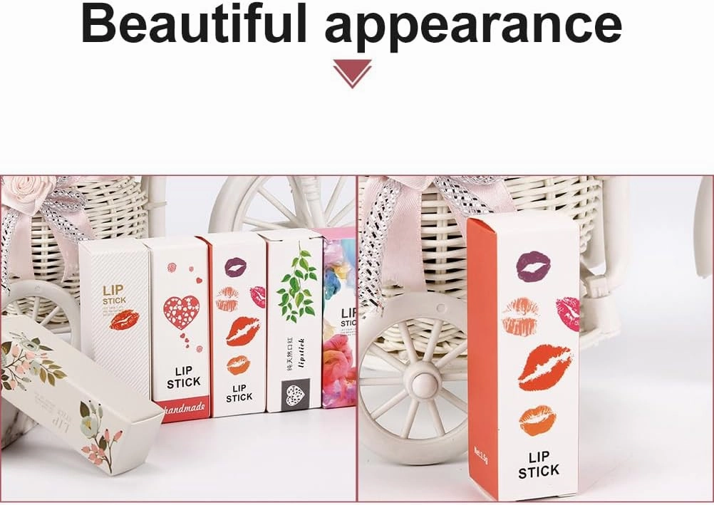 Beatifufu 50pcs Kraft Paper Lipstick Boxes - Organizer and Packaging Design for Lip Balm, Cream, Gloss, Essential Oil - Pink Cardboard Tube Box