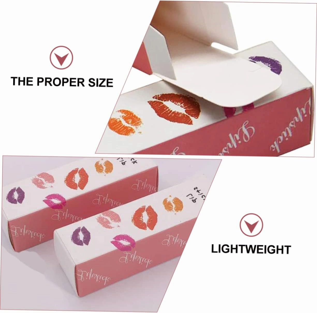 Beatifufu 50pcs Kraft Paper Lipstick Boxes - Organizer and Packaging Design for Lip Balm, Cream, Gloss, Essential Oil - Pink Cardboard Tube Box