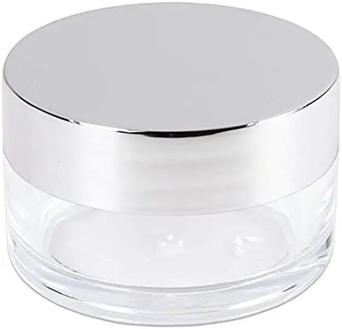 Beauticom 20g/20ml USA Acrylic Round Clear Jars with Lids for Lip Balms, Creams, Make Up, Cosmetics, Samples, Ointments (240 Jars, Metallic Silver)
