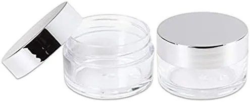 Beauticom 20g/20ml USA Acrylic Round Clear Jars with Lids for Lip Balms, Creams, Make Up, Cosmetics, Samples, Ointments (240 Jars, Metallic Silver)