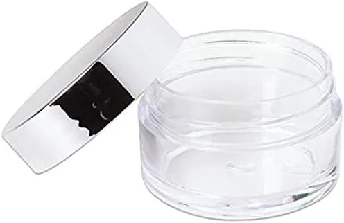 Beauticom 20g/20ml USA Acrylic Round Clear Jars with Lids for Lip Balms, Creams, Make Up, Cosmetics, Samples, Ointments (240 Jars, Metallic Silver)