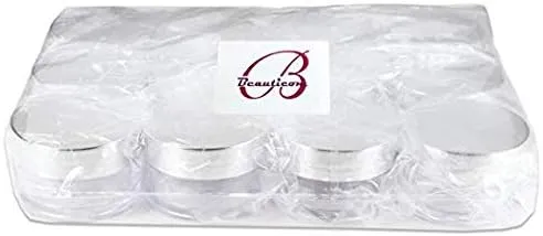 Beauticom 20g/20ml USA Acrylic Round Clear Jars with Lids for Lip Balms, Creams, Make Up, Cosmetics, Samples, Ointments (240 Jars, Metallic Silver)