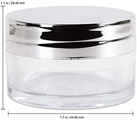 Beauticom 20g/20ml USA Acrylic Round Clear Jars with Lids for Lip Balms, Creams, Make Up, Cosmetics, Samples, Ointments (240 Jars, Metallic Silver)