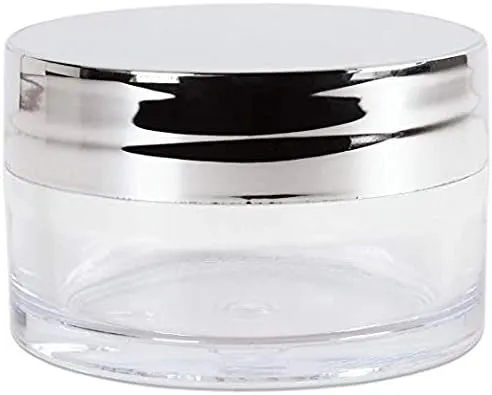 Beauticom 20g/20ml USA Acrylic Round Clear Jars with Lids for Lip Balms, Creams, Make Up, Cosmetics, Samples, Ointments (240 Jars, Metallic Silver)
