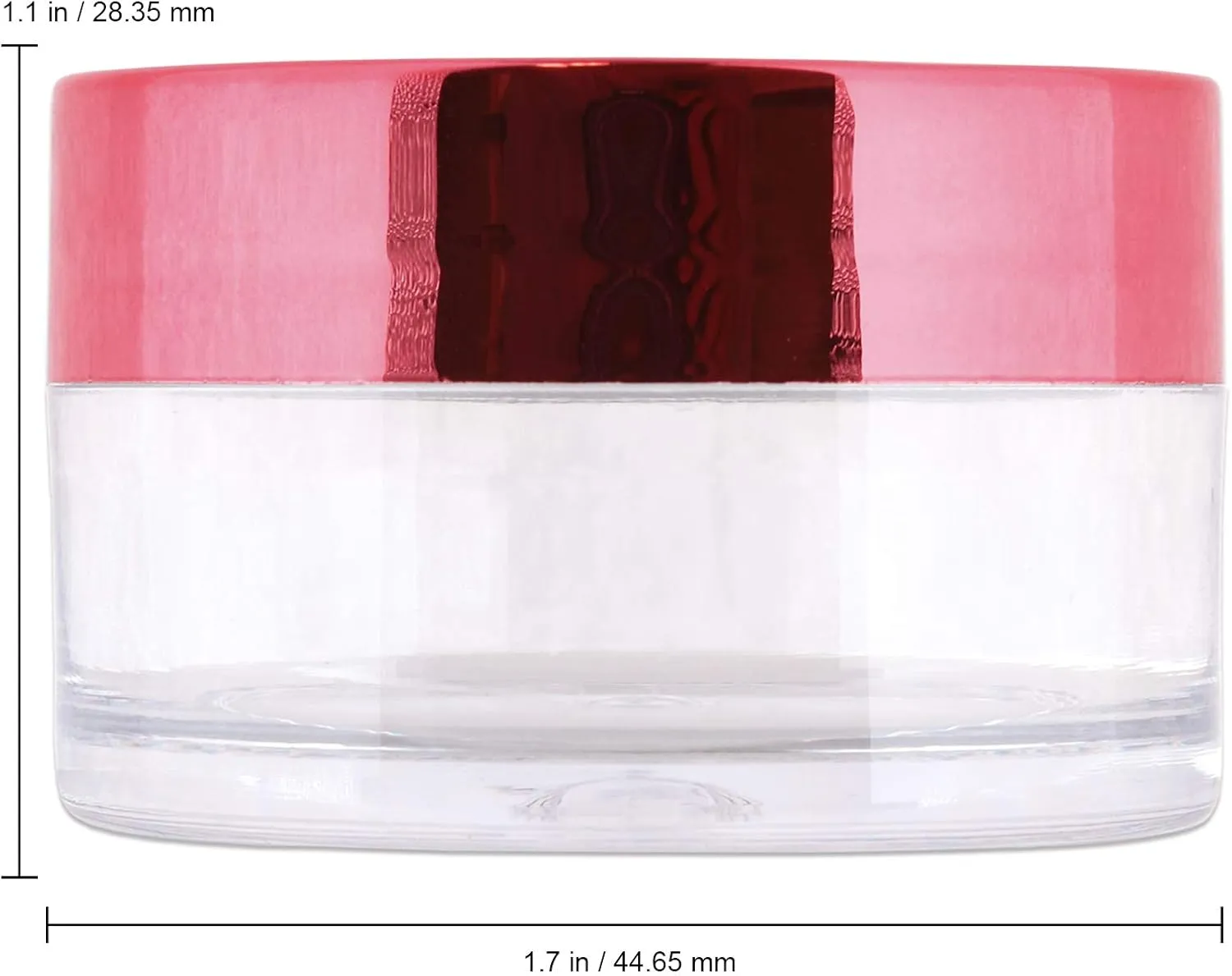 Beauticom 20g/20ml USA Acrylic Round Clear Jars with Lids for Lip Balms, Creams, Make Up, Cosmetics, Samples, Ointments (48 Jars, Metallic Rose-Pink Gold)