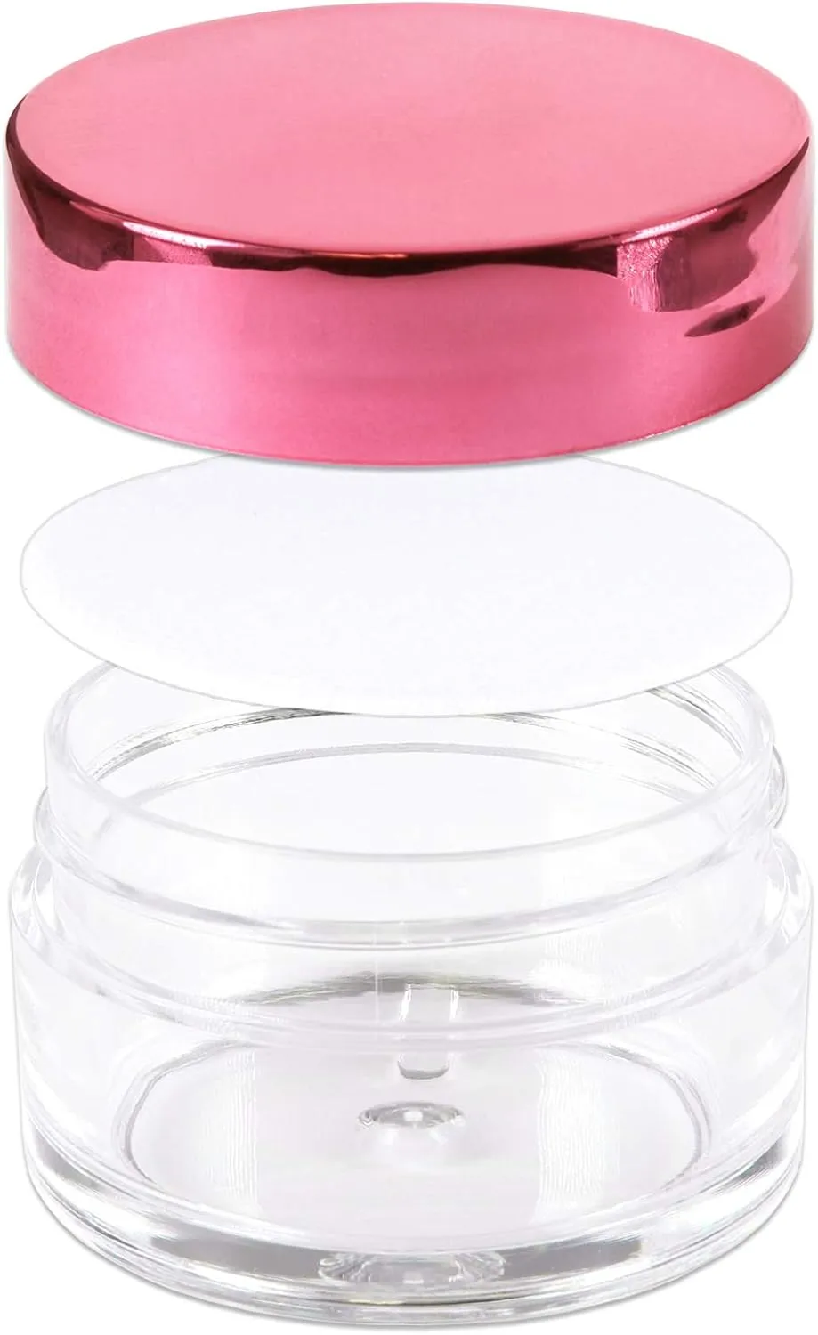 Beauticom 20g/20ml USA Acrylic Round Clear Jars with Lids for Lip Balms, Creams, Make Up, Cosmetics, Samples, Ointments (48 Jars, Metallic Rose-Pink Gold)