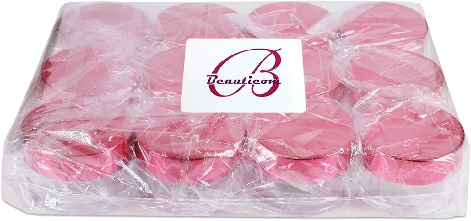 Beauticom 20g/20ml USA Acrylic Round Clear Jars with Lids for Lip Balms, Creams, Make Up, Cosmetics, Samples, Ointments (48 Jars, Metallic Rose-Pink Gold)