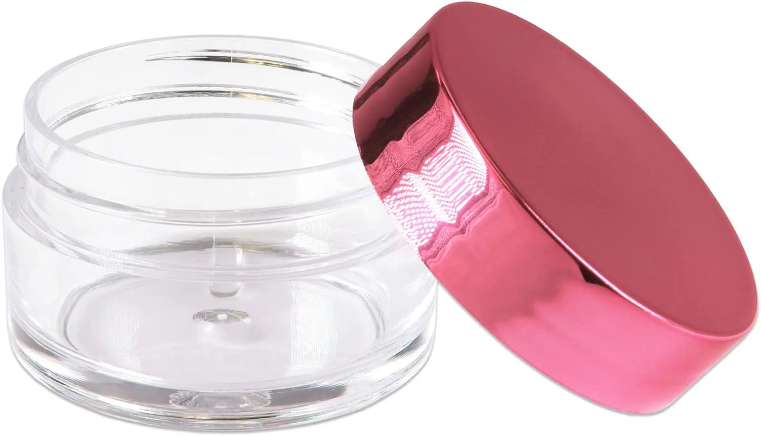 Beauticom 20g/20ml USA Acrylic Round Clear Jars with Lids for Lip Balms, Creams, Make Up, Cosmetics, Samples, Ointments (48 Jars, Metallic Rose-Pink Gold)