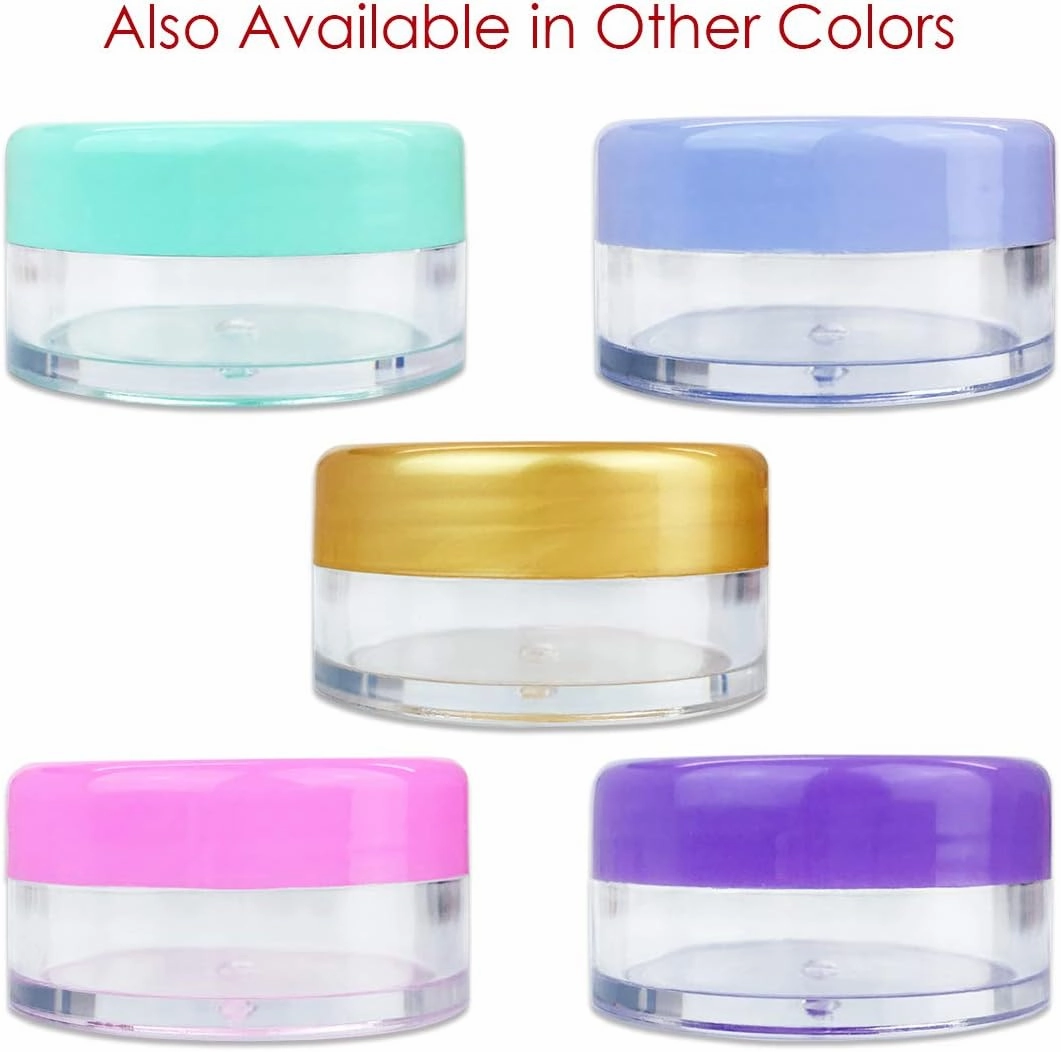 Beauticom® 144 Pieces of PURPLE Clear Plastic Empty Jar 10ml/10g Refillable Cosmetic Cream Eye Shadow Nails Powder Gems Cosmetic Samples Jars (Also Includes 72 Pieces Spatulas)