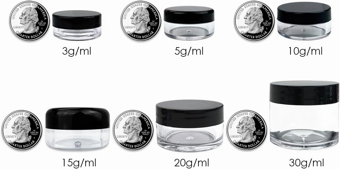 Beauticom® 144 Pieces of PURPLE Clear Plastic Empty Jar 10ml/10g Refillable Cosmetic Cream Eye Shadow Nails Powder Gems Cosmetic Samples Jars (Also Includes 72 Pieces Spatulas)