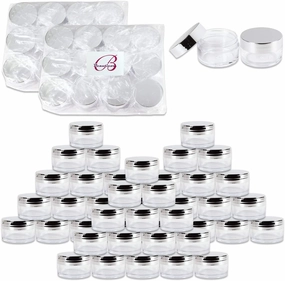 Beauticom 20g/20ml USA Acrylic Round Clear Jars with Lids for Lip Balms, Creams, Make Up, Cosmetics, Samples, Ointments (120 Pieces Jars   Lids, SILVER)