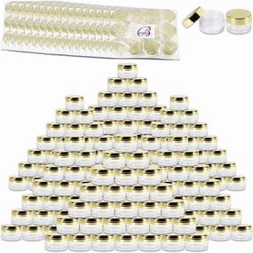 Beauticom 20g/20ml USA Acrylic Round Clear Jars with Lids for Lip Balms, Creams, Make Up, Cosmetics, Samples, Ointments (936 Pieces Jars   Lids, GOLD)