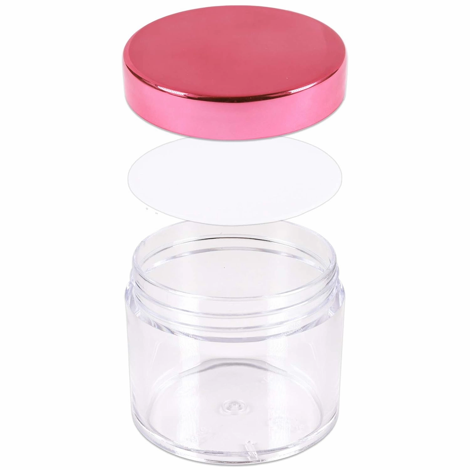 Beauticom 2 oz./ 60 Grams/ 60 ML Thick Wall Round Clear Plastic LEAK-PROOF Jars Container with ROSE GOLD Lids for Cosmetic, Lip Balm, Creams, Lotions, Liquids (384 Jars, Rose Gold)