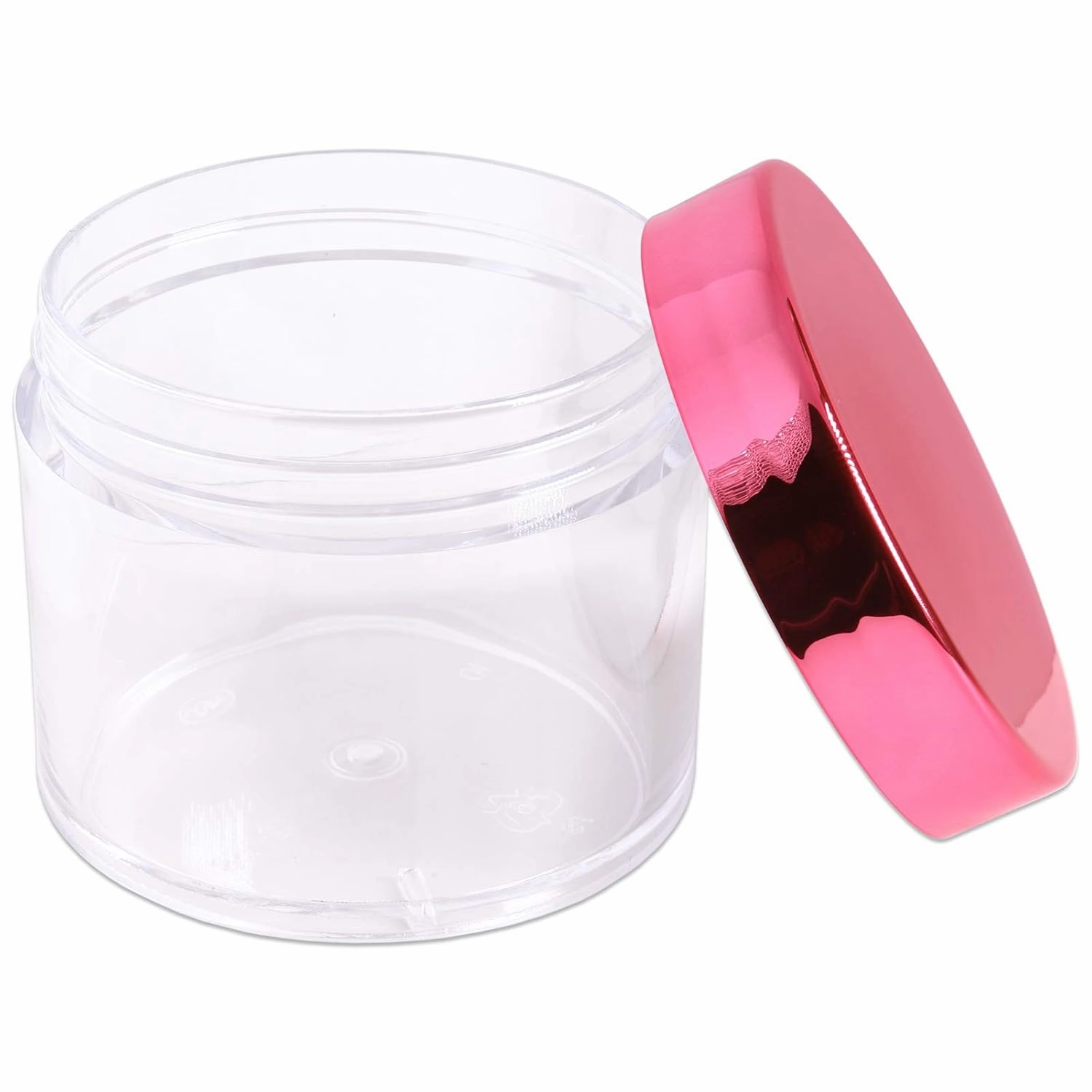 Beauticom 2 oz./ 60 Grams/ 60 ML Thick Wall Round Clear Plastic LEAK-PROOF Jars Container with ROSE GOLD Lids for Cosmetic, Lip Balm, Creams, Lotions, Liquids (384 Jars, Rose Gold)