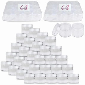 Beauticom 60 Grams/60 ML (2 Oz) Round Clear Leak Proof Plastic Container Jars with Clear Lids for Travel Storage Makeup Cosmetic Lotion Scrubs Creams Oils Salves Ointments (384 Jars)