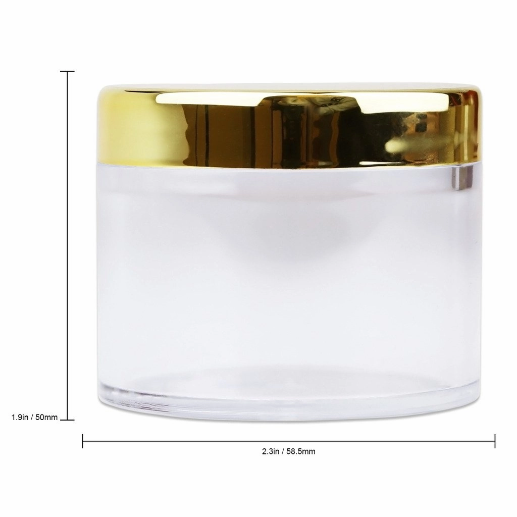 Beauticom 60 Grams/60 ML (2 Oz) Round Clear Leak Proof Plastic Container Jars with Gold Lids for Travel Storage Makeup Cosmetic Lotion Scrubs Creams Oils Salves Ointments (384 Jars)