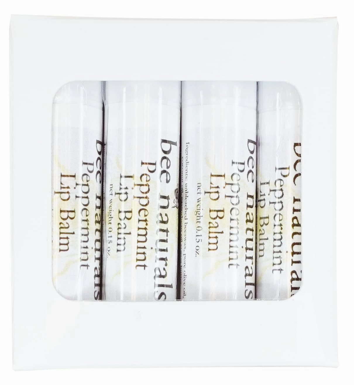Bee Naturals Peppermint Lip Balm - Beeswax, Cocoa Butter & Vitamin E Moisturizer for Dry, Chapped Lips Soothe, Heal, and Protect