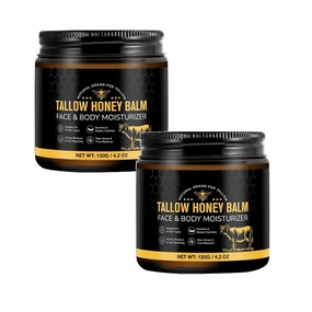 Beef Tallow for Face, Beef Tallow for Skin, Hydrating Balm with Raw Honey and Beeswax, Grass-Fed Beef Raw Wild Honey Blend, Body & Face Moisturizer, Natural Formula, Light Scent (2)