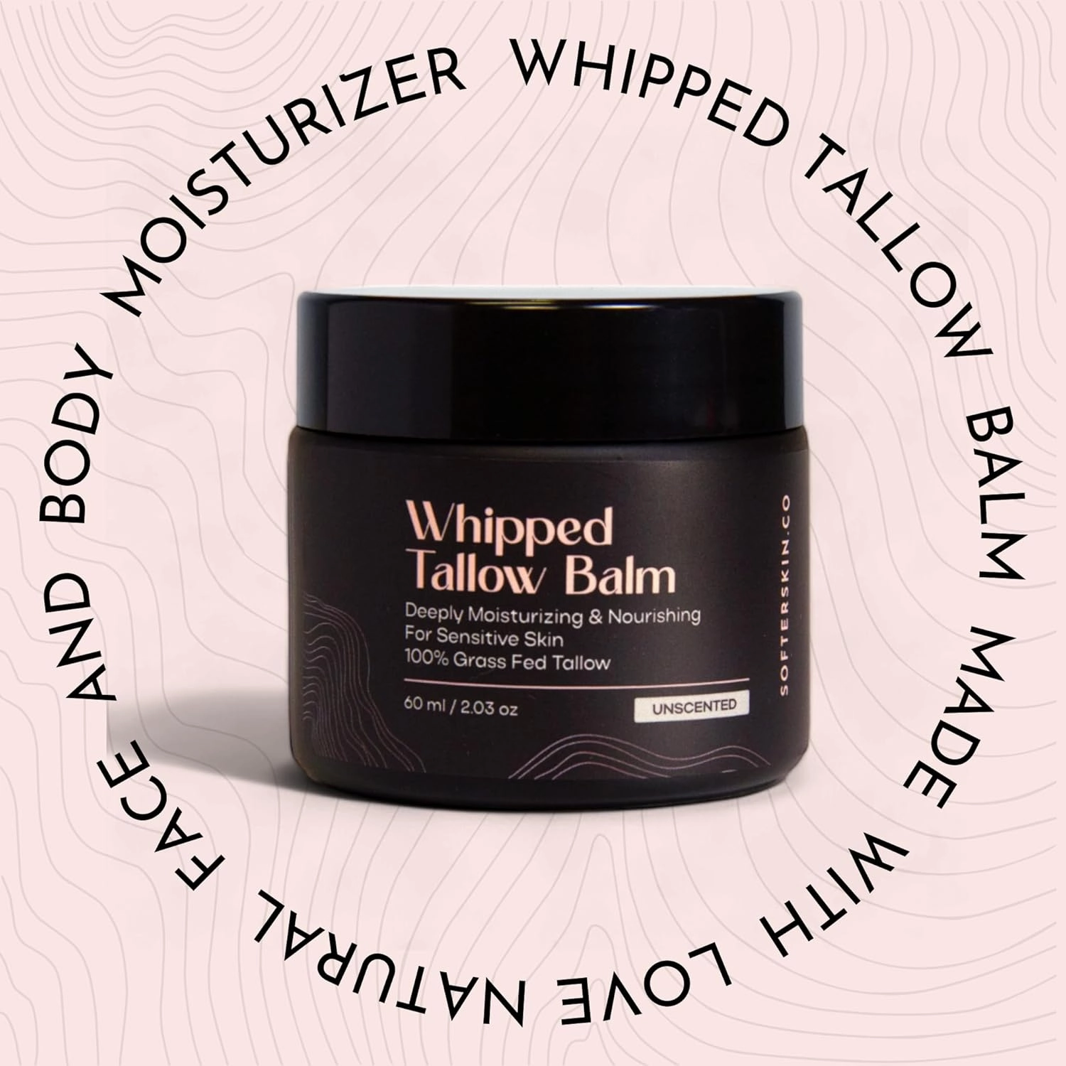 Beef Tallow for Skin (Unscented 2 oz) - Whipped Tallow Balm for Face and Body - Natural Moisturizer for Sensitive Dry Skin - Handmade Body Butter - 100% Grass-Fed - Gentle Skincare Cream - Belly Butter Lotion