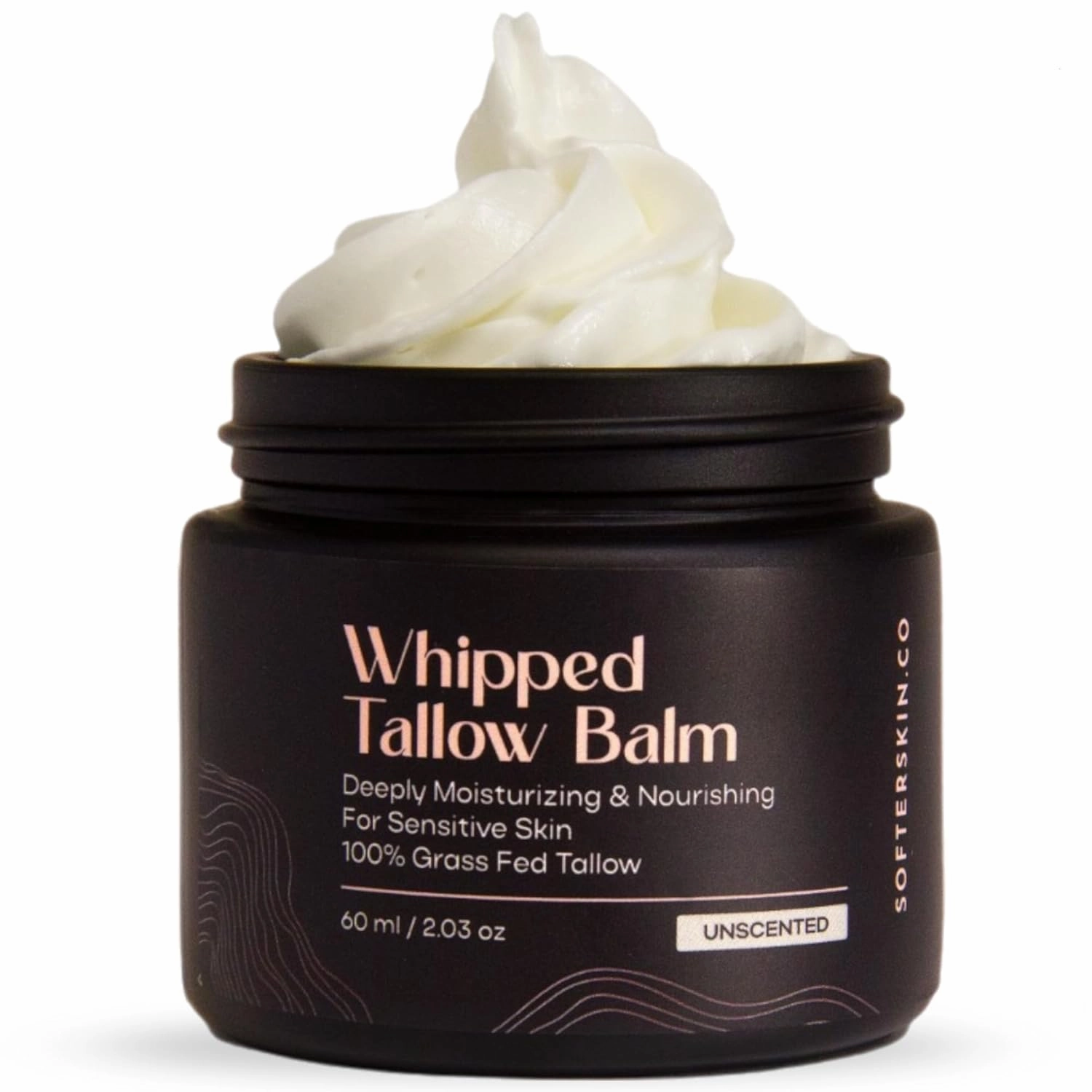 Beef Tallow for Skin (Unscented 2 oz) - Whipped Tallow Balm for Face and Body - Natural Moisturizer for Sensitive Dry Skin - Handmade Body Butter - 100% Grass-Fed - Gentle Skincare Cream - Belly Butter Lotion
