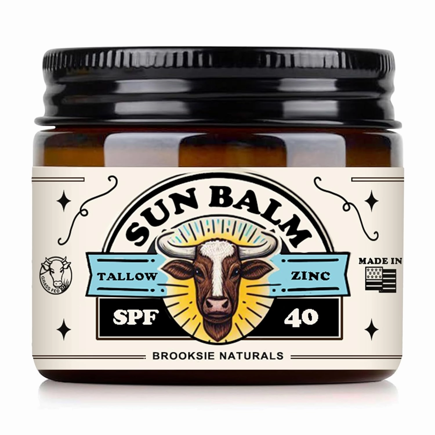 Beef Tallow Sun Balm for Skin - Moisturizer Cream - 100% Grass Fed Whipped Beef Tallow - Herb Infused - Supports Eczema, Rosacea - Made in USA - Unscented - 2 oz