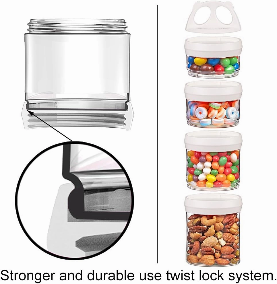 BeneLabel Stackable Food Storage Containers with Twist Lock System - BPA-Free Tritan Containers for Travel, Formula, Protein Powder, Snacks - Leakproof & Dishwasher Safe (Blue and White, 31oz per)