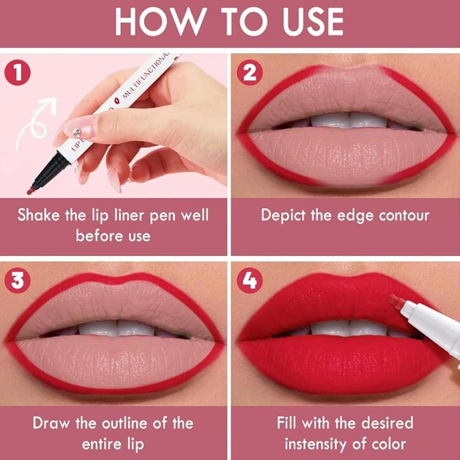 Benighty Liquid Lip Liner, Longwear Matte Liquid Lipstick, 2-in-1 Waterproof, Non-Stick, Quick-Drying