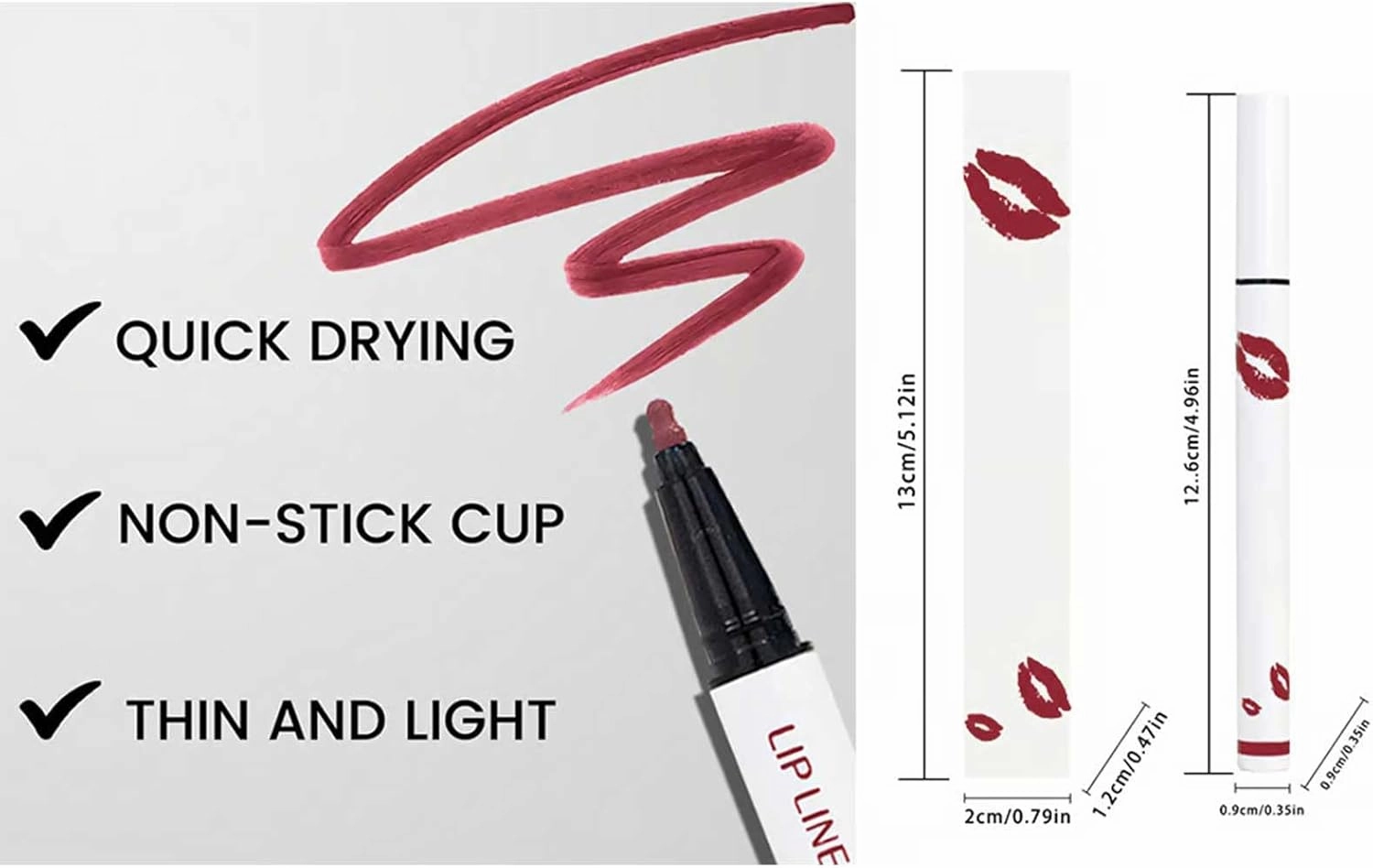 Benighty Liquid Lip Liner, Longwear Matte Liquid Lipstick, 2-in-1 Waterproof, Non-Stick, Quick-Drying