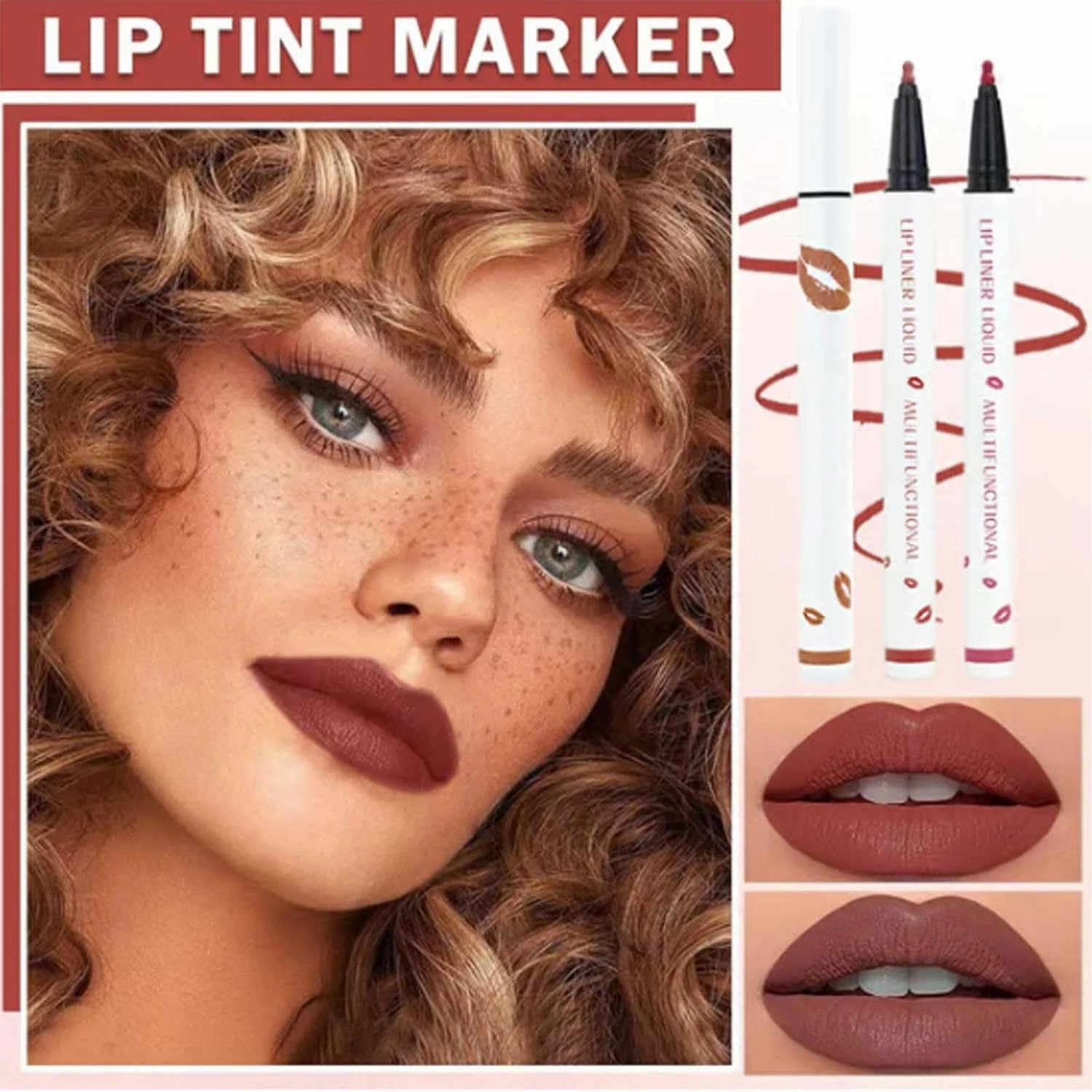 Benighty Liquid Lip Liner, Longwear Matte Liquid Lipstick, 2-in-1 Waterproof, Non-Stick, Quick-Drying